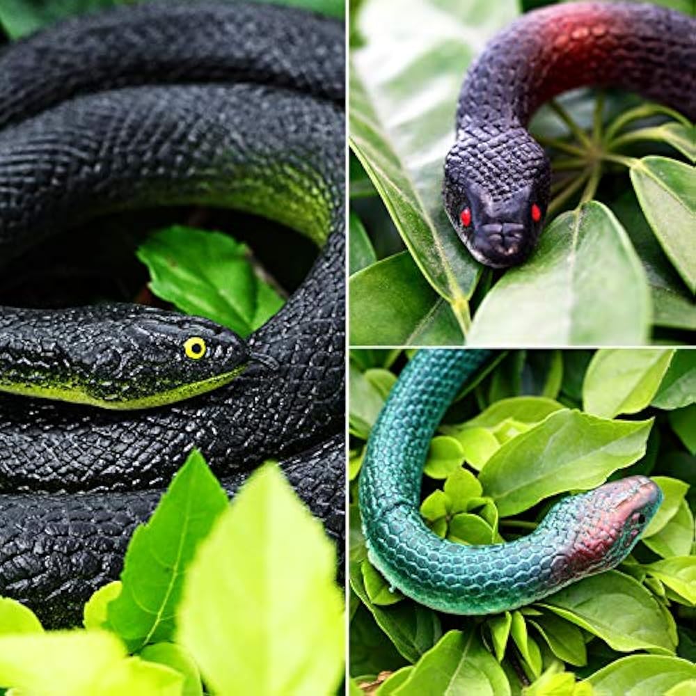 3 Pieces Jumbo Large Rubber Snakes In 2 Sizes 53 Inches 29 Inches, Fake