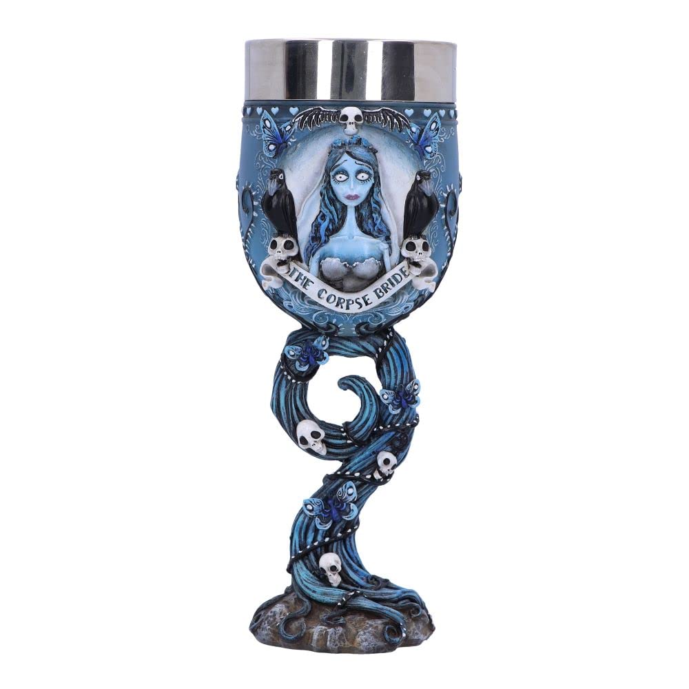 Nemesis Now Corpse Bride Emily Goblet, Officially Licensed Tim Burton Collectible, Gothic Decor, Blue