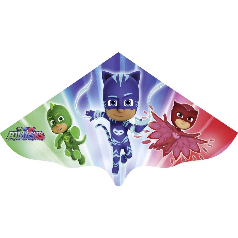 Paul Günther 1218 Children's Kite with PJ Masks Motif, Single Line Kite Made of Robust PE Film for Children from 4 Years with Changing Handle and Cord, Approx. 115 x 63 cm Large