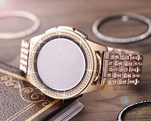 Dsytom Jewelry Bezel Ring Compatible with Galaxy Watch Bezel 42mm,Gear Sport Watch Bezel Cover Protector Adhesive Loop Anti Scratch Design for Samsung Galaxy Watch 42mm/Gear Sport(Rose Gold)