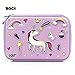 Purple Rainbow Unicorns Girls Big Hardtop Pencil Case with Compartment - Cute School Stationery Supply Organizer Box Pen Holder for Kids Children Toddlers