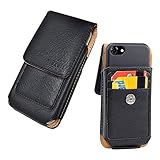 AISCELL Vertical Black Leather Pouch Credit Card Wallet Swivel Belt Clip Holster Pouch Case Work with KEYone / Key2 / Priv V
