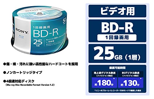 50 Sony Bluray Discs BD-R DVD HD 4X Speed Inkjet Printable 25GB