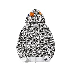 EXXE&OYYO Men's Shark Hoodie,Cotton Material Shark