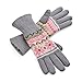 YAN & LEI Women's Snowflakes and Cats Knitted Winter Gloves with Roll Up Cuffs Design Color Grey