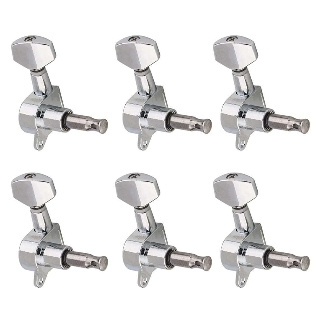Zadnynie Machine Heads Guitar Electric Guitar Replacement Guitar Guitar Machines Guitar Tuning Guitar Tuning Machines Guitar Silver Chrome General 6-in-line 6pc inline Right 6R (Pack of 6 pieces)