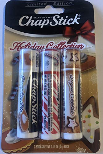 Chapstick Holiday Collection Limited Edition - Pumpkin Pie, Sugar Cookie, Candy Cane 3 Count .15 OZ