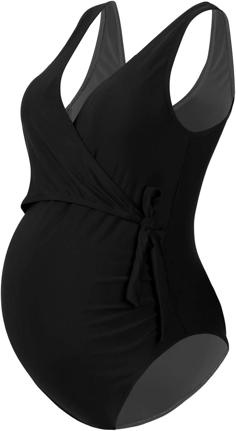 vastwit Maternity Backless Monokini Jumpsuit Adjustable Side Strap Pregnancy