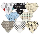 Gift it Baby Bandana Drool Bibs, Unisex 8-Pack Gift Set for Drooling and Teething, 100% Organic Cotton with snaps, Soft and Absorbent. - for Boys and Girls. Mustache glasses baby shower gift set.