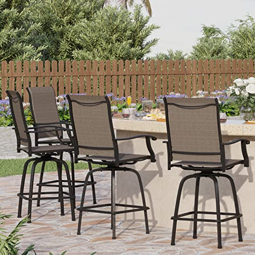 PHI VILLA Outdoor Patio Swivel Bar Stools with Back, Bar Height Patio