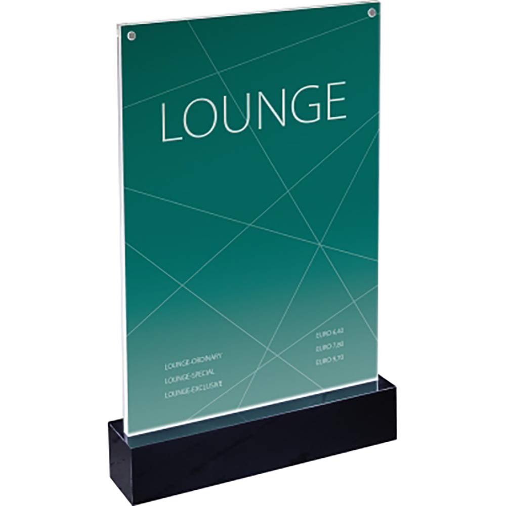 SIGEL TA420 LED Sign Holder, upright, for A4, illuminated double-sided presentation, acrylic, transparent, 1 Piece