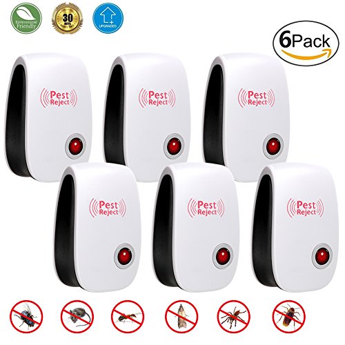 MUKER Ultrasonic Pest Repeller - 6 Pack Electronic Plug In Pest Control - Pest Reject for Mosquitoes, Mice, Ants, Roaches, Spiders, Flies, Bugs, Lizards, Non-toxic Eco-Friendly, Human & Pet Safe