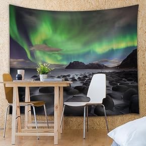 View of The Northern Lights - Fabric Tapestry, Home Decor - 51x60 inches