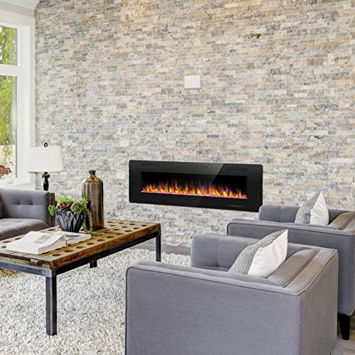 image for Joy Pebble 50 Inches Electric Fireplace, in-Wall Recessed and Wall Mou
