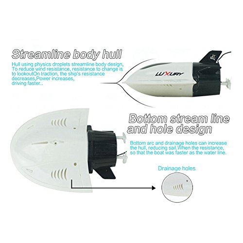 RedDhong Mini RC Submarine Creative Speed Electric Radio Remote Control Submersible Racing Boats Toys for Children(White)
