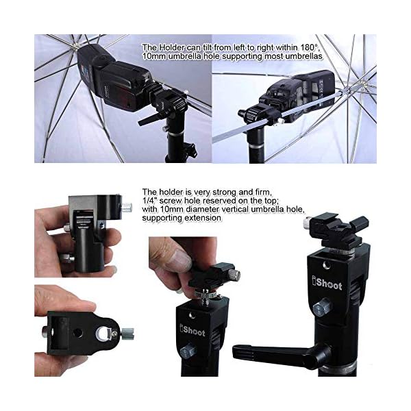 Universal 3-in-1 Tri-Hot Shoe Mount Blitz-Halterung Halter mit 2 Schirmloch für Lichtstativ Kamera Stativ Reflexschirm… – Bild 7