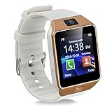 Qiufeng Dz09 Smart Watch SmartWatch with Camera for Iphone and Android Smartphones(Golden,White Band)