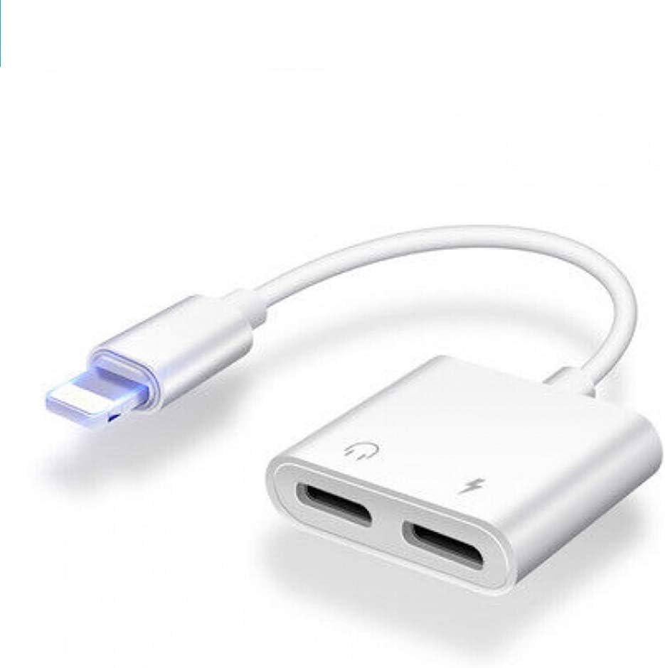 Luvfun Headphone Adapter for iPhone, 2 in 1 Audio Adapter (Support Audio+Charging+Volume Control+Call) Headphones and Charger Adapter for iPhone 7/7P/8/8P/XR/XS -White