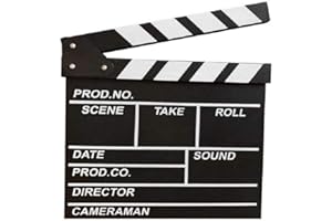 zmgmsmh Wooden Clapboard Director Film Movie Cut Action Scene Slateboard Clapper Board Slate (Large-Black)