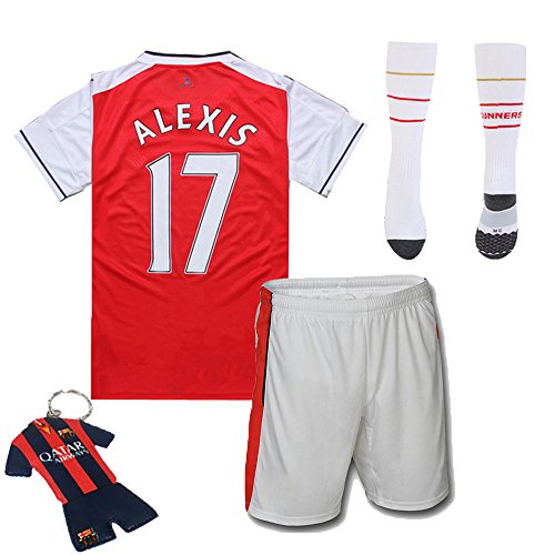 FC FirstClass 2017 Football Soccer Kit Home Alexis #17 Arsenal Jersey Sportwear Shirt And Shorts &Socks & Key Chain Kids 3-12 Yrs (9-10 years)