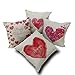 Ruideng 4PCS for Lovers Cotton Linen Square Throw Pillow Case Decorative Cushion Cover Pillowcase Cushion Case for Sofa,Bed,Chair,Bedding 18 X 18 Inch (Happy Valentine's Day)