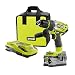 Ryobi P1813 One+ 18V Lithium Ion 750 Inch Pound Cordless Hammer Drill Power Tool Kit (Includes Battery Charger and Bag)