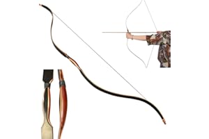 ZSHJGJR Traditional Handmade Longbow Horsebow 44" 52" Hunting Laminated Recurve Bow 6-35lbs for Youth Adult Archery Hunting Practice