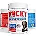 Rocky - Probiotics for Dogs, Prebiotics and Digestive Enzymes for Diarrhea, Gas and Stomach Relief. Complete Nutritional Supplement, Fights Bad Gut Bacteria - 200 grams.
