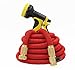 IBeaty 50ft Expanding Hose, Upgraded Strongest Expandable Garden Hose Double Latex Core Extra Strength Fabric and Solid Brass Connector with 9-Pattern Spray Nozzle (50FT, Red)