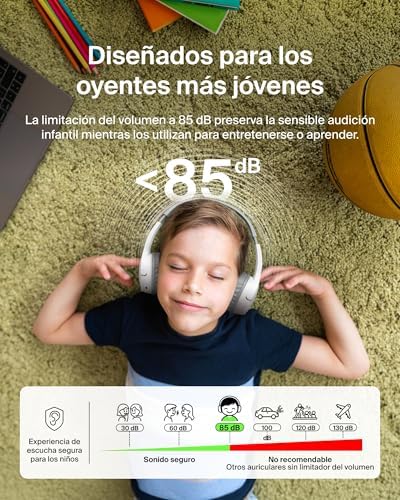 SoundForm Mini Kids Wireless Headphones with Built-In Microphone, 30H of Playback Time, & Fun Stickers - Over-Ear Headsets for Online Learning, School, Travel, iPhone, iPad, Galaxy - White