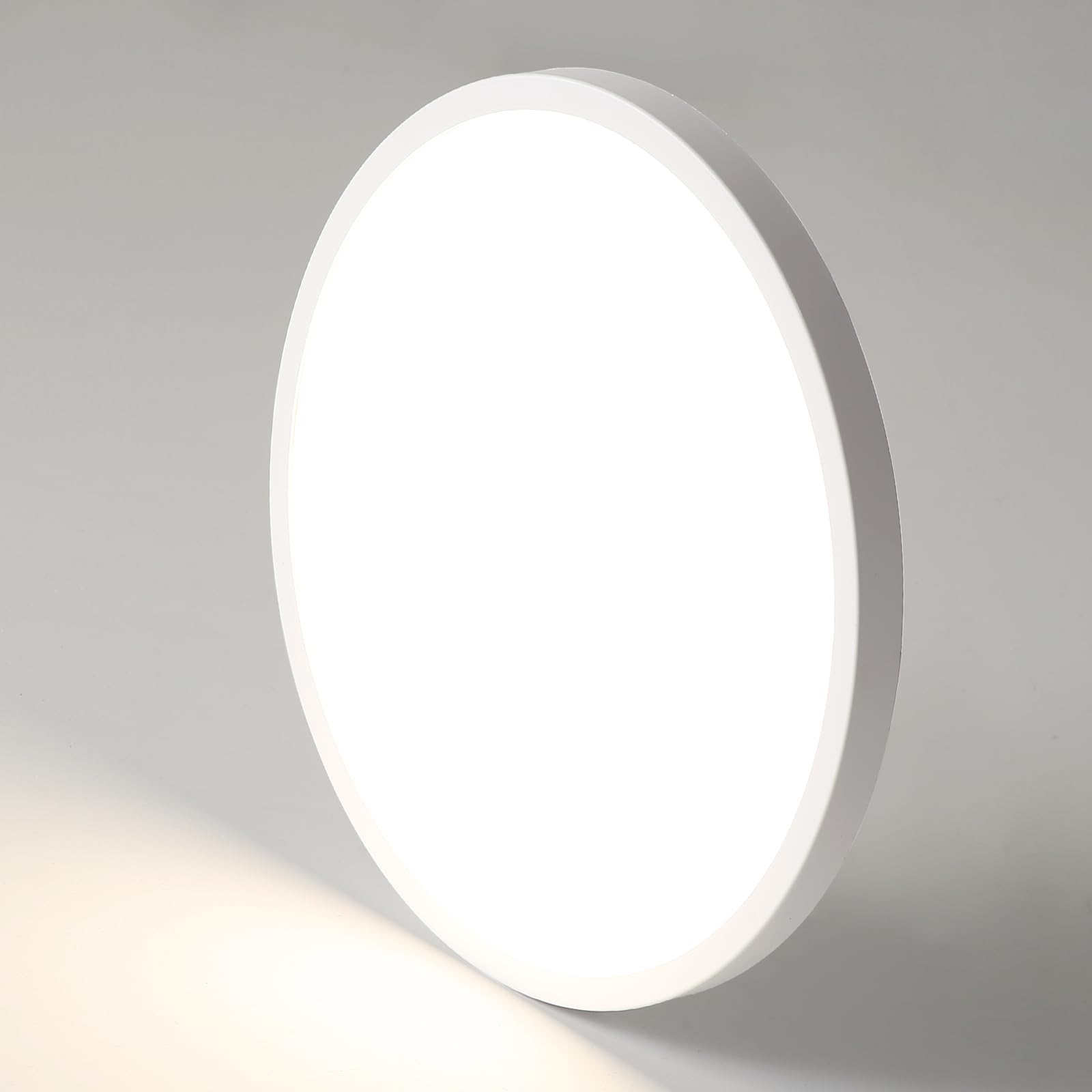 Mikeru Super-Thin Round Ceiling Light, 40cm/15.8inch Flush Mount 3000k Warm Light White Bathroom Thin LED Lights 38w White Minimalist Ceiling Lighting for Kitchen, Living Room