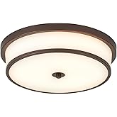 MIAOMEIO 16 inch Flush Mount Ceiling Light, 3-Light Close to Ceiling Light Fixtures with Oil Rubbed Bronze Finish for Livingr