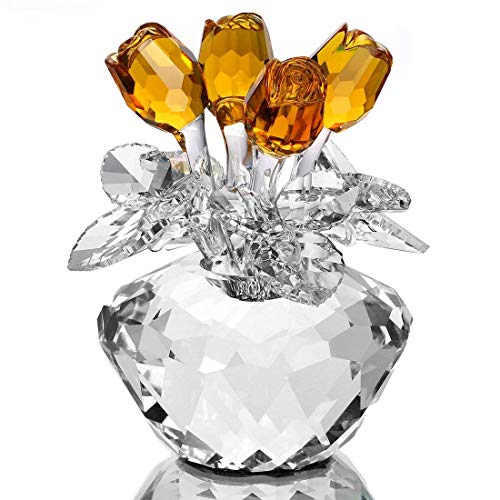 H&D Spring Bouquet Crystal Glass Flowers Figurine Ornament GiftBoxed