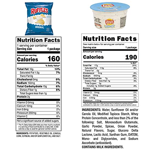 Ruffles Original & Lays Creamy Ranch Dip Cups Variety Pack, Single