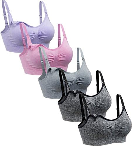 5Pack Nursing Bra Seamless Sleeping Maternity Bra Breastfeeding Bralette with Remove Bra Pad