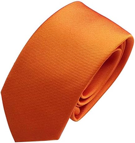 Sylust Premium Neck Tie for Men - Stripes Silk Texture (Standard, Orange)