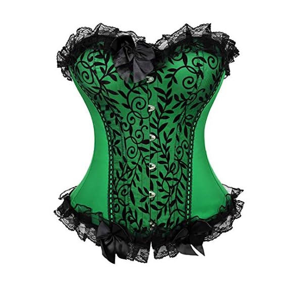 Kranchungel-Womens-Bustier-Corset-Sexy-Satin-Brocade-Overbust-Waist-Cincher-Shapewear-Top