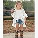 Lankey Girl Clothes Little Kids Short Sets Cotton Casual Coat Jeans 2 Pcs Pants Sets