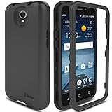 AMENQ ZTE Maven 3 Case, ZTE Overture 3 Case, ZTE Prestige 2/Prelude Plus 4G LTE Case Hybrid 3 in 1 Heavy Duty Shockproof Protection Rugged Rubber Silicone Armor Cover for ZTE Android Phone (Black)