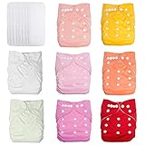 UBBCARE Baby Pocket Cloth Diapers Reusable Washable Adjustable 8 Pack with 8 Inserts for Girls Baby Shower Gifts