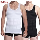 2 Pc iBuylinks Men Slim Body Shaper Compression Undershirt Tank Vest Shapewear Large White & Black