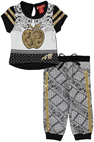 Apple Bottoms Baby Girls' "Apple Swirl" 2-Piece Outfit - black/white, 18 months