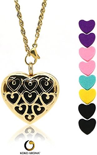 KOKO AROMA Diffuser Necklace Heart Shape Stainless Steel Locket Pendant