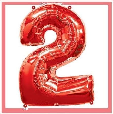 JUMBO 34 RED NUMBER 2 BALLOON birthday MEGALOONS party supplies TWO 2ND SECOND by Lgp