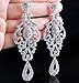 Large Pageant Clear White Teal Pink AB Blue Austrian Crystal Rhinestone Chandelier Dangle Drop Earrings Studs Prom Party Silver or Gold Plated Bridal E2090