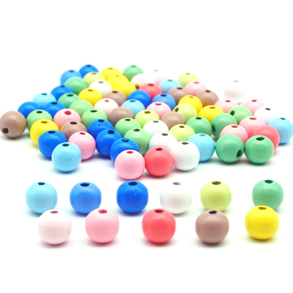 50pcs 20 mm Colourful Natural Wooden Beads Round with Hole Wooden Balls Wooden Craft Beads for DIY Crafts Pendant Dream Catcher Macrame Accessories Bead Weaving Jewellery Making Bracelet Necklace