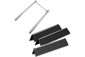 Rejekar Grill Replacement Parts for Weber Spirit I & Sprit II 200 Series E-210/E-220/S-210/S-220, Porcelain Steel Heat Shields Plate 15.3” Flavor Bars 7635 & 18” Burner Tube 69785 for Weber Gas Grill