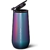 BrüMate Champagne Flute 12oz with Flip-Top Lid to Hold in Carbonation | Insulated Stainless Steel for Ice Cold Champagne | BPA-Free (Dark Aura)