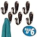 mDesign Wall Mount Decorative Metal Single Storage Organizer Hooks for Coats, Hoodies, Hats, Scarves, Purses, Leashes, Bath Towels, Robes - Hardware Included, 6 Pack - Bronze