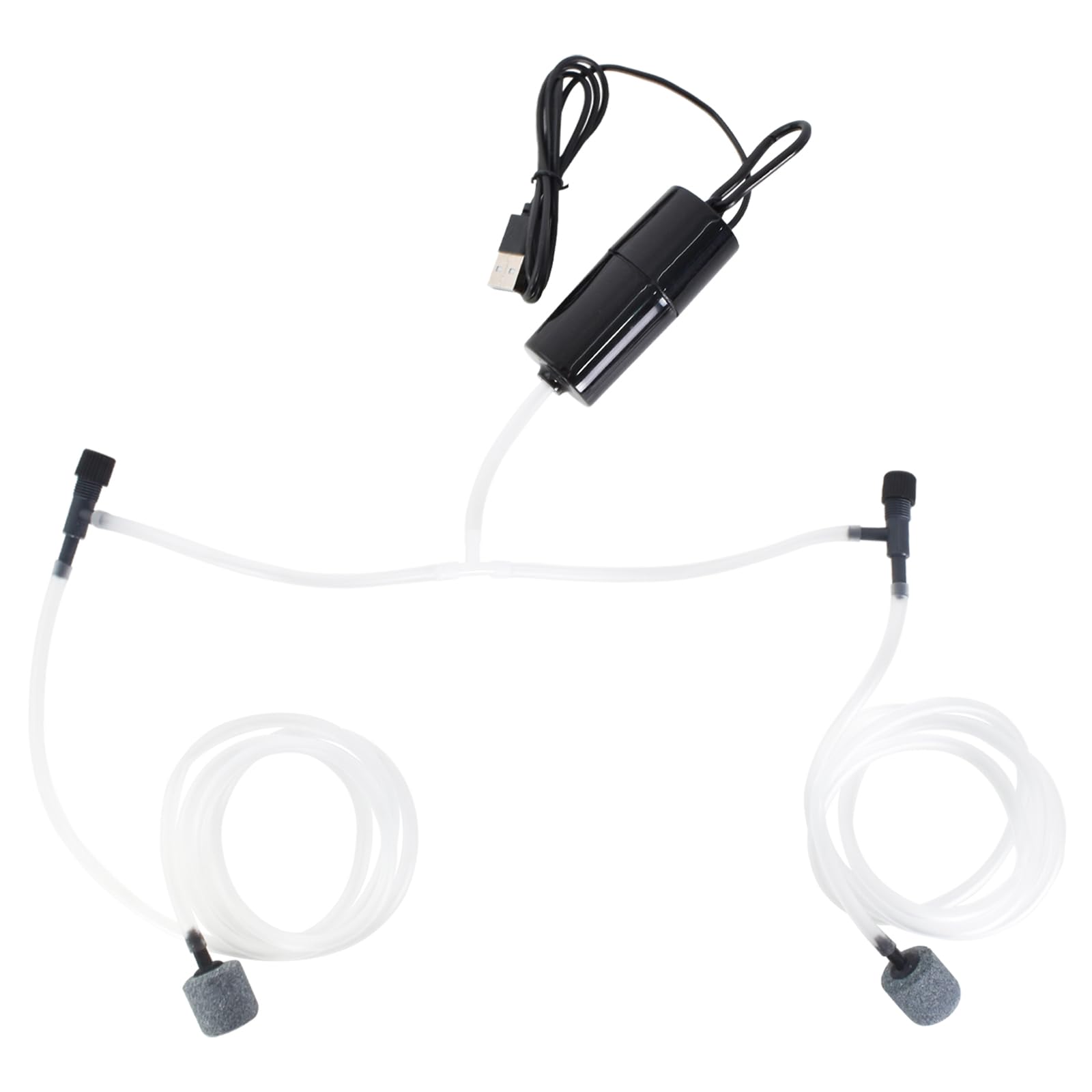 Colexy Aquarium Air Pump Portable USB Mini Fish Tank Oxygen Air Pump Energy Saving Oxygen Bubbler Ultra Silent Air Aerator Pump with Single Outlet Silicone Tube and Air Stone, 1W